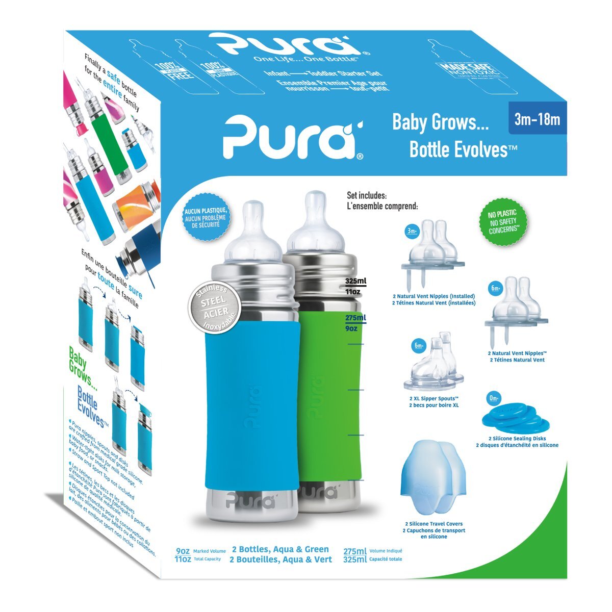 Pura starterset 325 ml aqua en groen groen