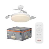 OSRAM LED-plafondventilator Wit, stil, afstandsbediening | Ceiling Fan Brisote, Ceiling Fans with Lighting, Wit, 1060 mm dia, 20000 h, verpakking van 1