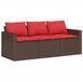 vidaXL Banc de jardin 3 places avec coussins poly rotin marron