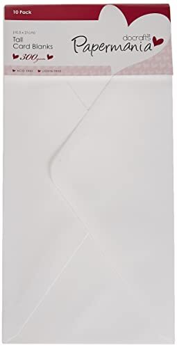 Papermania 300 GSM hoge blanco kaarten en enveloppen, 10 stuks, wit