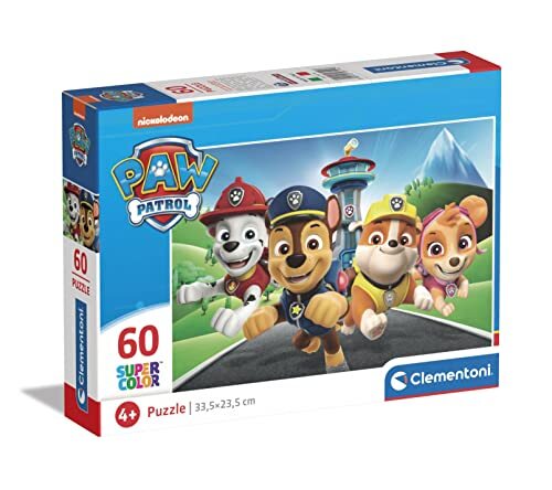 Clementoni - Paw Patrol Supercolor Patrol-60 stuks kinderen 4 jaar, puzzel cartoons Made in Italy, meerkleurig, 26114