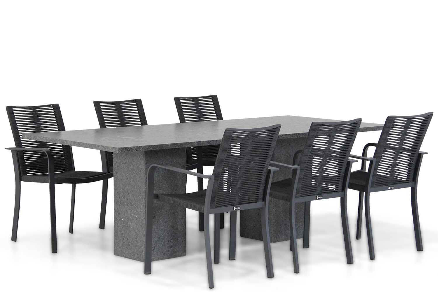 Santika Furniture Santika Annisa/Graniet 220 cm dining tuinset 7-delig