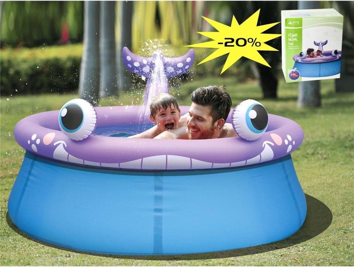 JILONG Spraypool kinderzwembad Marin walvis 175 cm