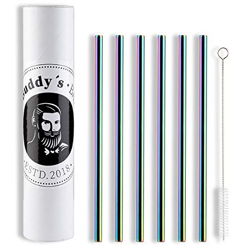 Buddy´s Bar - Herbruikbare rietjes - 6 stuks - Regenbooglook