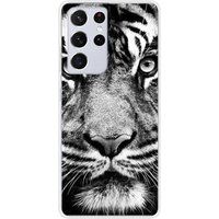 Samsung Galaxy S21 Ultra Tigre blanc et noir bedrukt siliconen hoesje