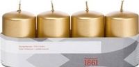 Trend Candles Bougies cylindriques/bougies en forme de tronc - set 4x - or - 5 x 8 cm - 18 heures de combustion