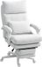HOMCOM Chaise de bureau ergonomique avec support lombaire, dossier haut, repose-pieds, chaise pivotante réglable en hauteur avec aspect lin, chaise d'ordinateur rembourrée, blanc crème