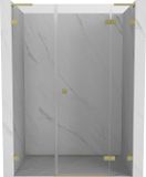 Mexen Lunar L Charnier porte de douche droite 135 cm, verre transparent, or brossé