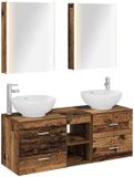 vidaXL Badkamermeubel Set 5 stuks Oud hout Bewerkt hout en glas