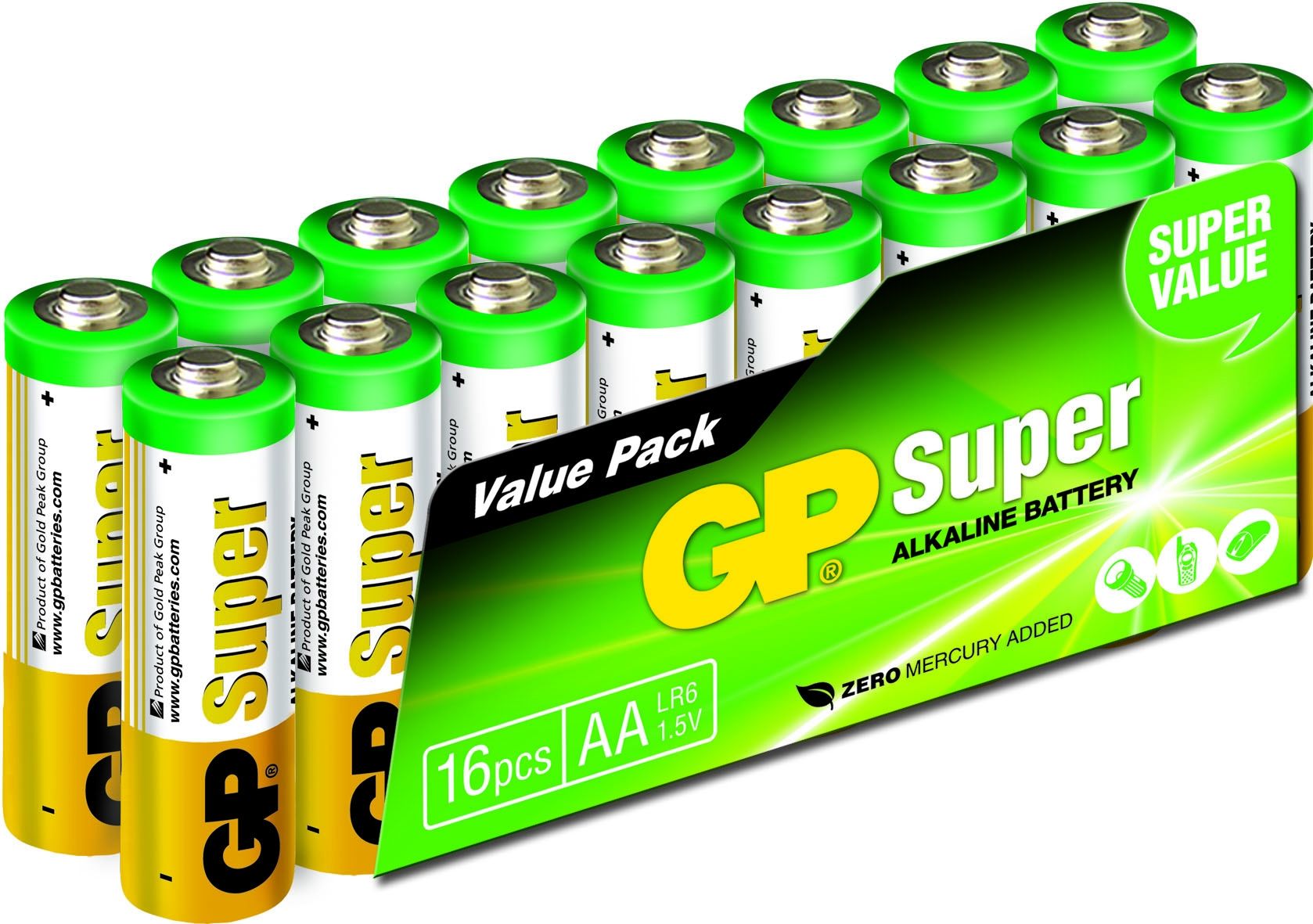 GP Super Alkaline AA Batterijen - 16 stuks