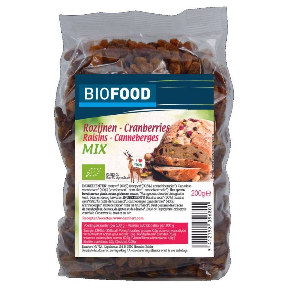 Biofood Biofood Rozijnen - Cranberries Mix 200 g
