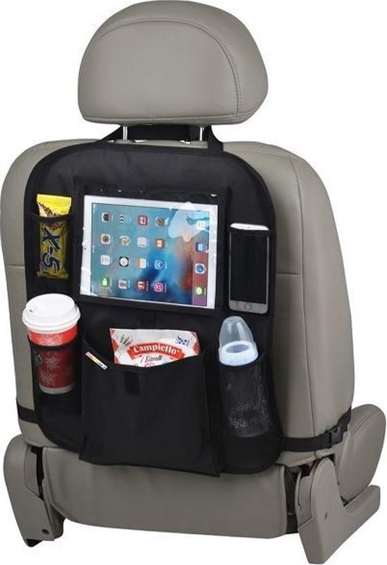 KidsPlaza.nl Auto organizer met tablethouder - Autostoel organiser met tabletvak - iPad houder auto â€“ â€“ Zwart