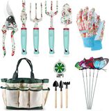 Outil de jardinage complet sans marque pour fleurs et plantes, ensemble d'outils à main de 16 pièces avec sac de rangement