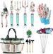 Outil de jardinage complet sans marque pour fleurs et plantes, ensemble d'outils à main de 16 pièces avec sac de rangement