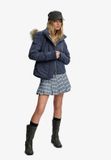 Superdry Bench Windcheater Jas Met Capuchon En Imitatiebont Dames XS Polyester CRT Navy/ Moonmist