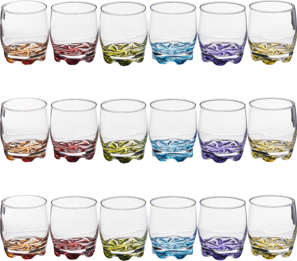 Secret de Gourmet Drinkglazen/waterglazen - 18x stuks - 310 ml - kleurenmix