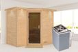 Karibu | Sahib 2 Sauna avec toit | Verre anthracite | Poêle 9 kW commande intégrée