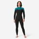 Tribord Combinaison de surf pour femme 500 fullsuit 4/3 noir et vert zip dorsal