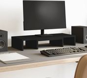 vidaXL - Monitorstandaard - Verstelbaar - 60x24x10,5 cm - Bewerkt Hout - Zwart
