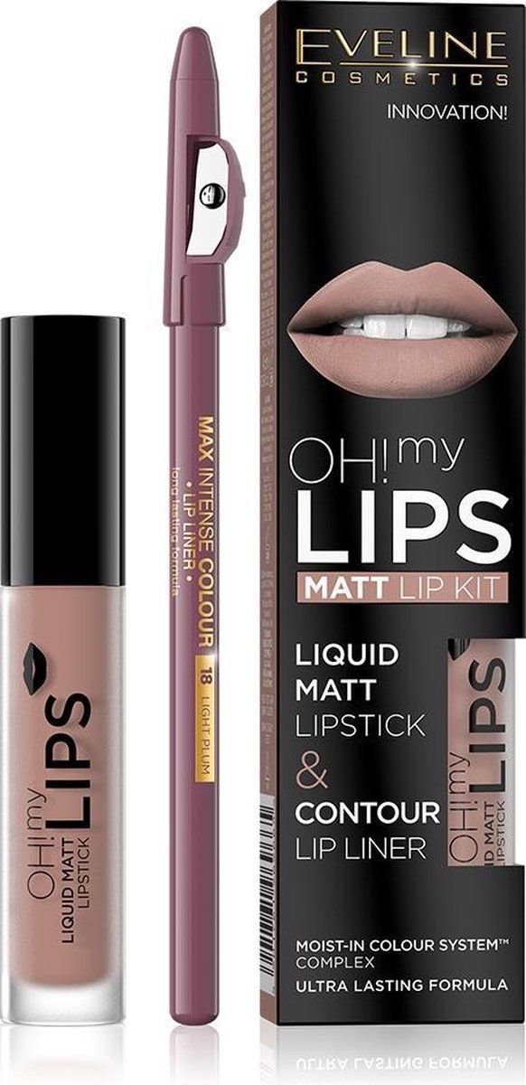 Eveline Oh My Lips Liquid Matt Lipstick & Contour Lip Liner 08 Lovely Rose