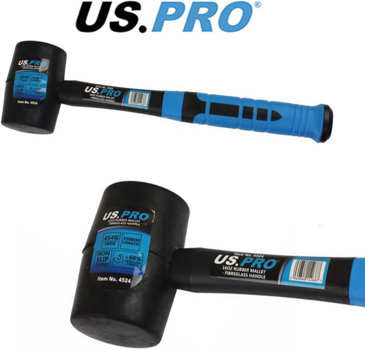 US.PRO tools by Bergen Universele Rubber hamer 450 gram (350 mm lang)