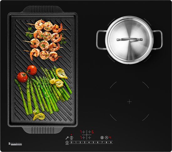 KitchenBrothers Inductie Kookplaat - Inbouw Inductieplaat - 60 cm - 4 Zones - 1x Flexzone - 1 en 2 Fase - Zwart