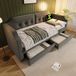 HAUSS SPOLE Gestoffeerd Bed 90x200 cm - Dagbed Met USB C en Leeslamp - 2 Laden - Zonder Matras - Fluweel - Grijs