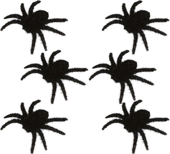 Fiestas Guirca Nep spinnen/spinnetjes - 6x st - zwart - 6 cm - Horror/griezel thema decoratie beestjes