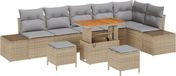 vidaXL Banc de jardin beige poly rotin 9 coussins