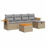vidaXL 6-delige Loungeset met kussens, polyrattan, beige
