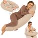 Zwangerschapskussen, ASE Zwangerschapskussen 190 cm Mousseline Kussen – body pillow voor zwangeren steun rug buik hoes van katoen wasbaar afneembaar ergonomisch – OEKO-TEX gecertificeerd Beige