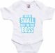 Bellatio Decorations Shoppartners Bv Small but the boss tekst baby rompertje blauw/wit jongens - Kraamcadeau - Babykleding 68