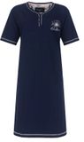 Medaillon Dames Nachthemd - Korte Mouwen - Katoen - Donkerblauw - Maat 3XL