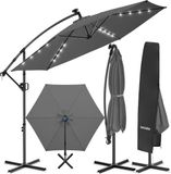 Tectake Parasol suspendu avec pied - 3 x 3 m - Gris