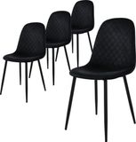ML-Design Eetkamerstoelen set van 4, zwart, fluwelen bekleding, metalen poten