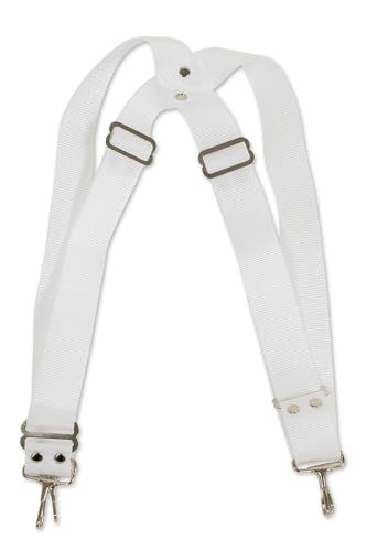 GEWA Marching Drum, marching drum accessoires, draagriem voor basdrum, nylon wit, 5 cm breed, verstelbaar met karabijnhaak