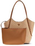 GUESS shopper schoudertas Tessi 2 in 1 Tote Cognac Multi Lichtbruin
