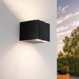 Ledvion - Solar LED Wandlamp - 1W - 25L - 3000K - IP44 - Zwart