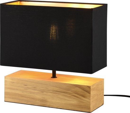 REALITY Woody Tafellamp - Bruin/Zwart - E27 - Hout