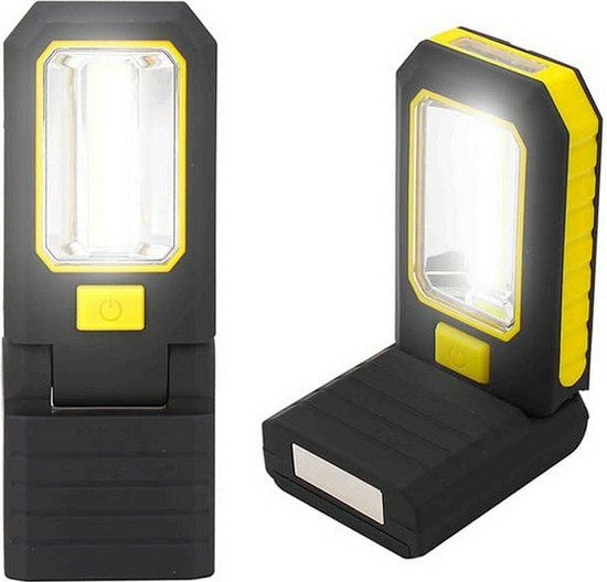 EDM Zaklamp LED Cob XL Haak Magneet Geel ABS 200 Lm NOODLAMP