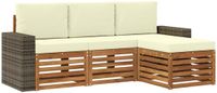 vidaXL Acacia Hout Bank Loungeset 4-zits Natuurlijk en Crème