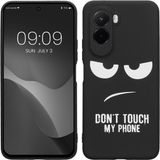 kwmobile telefoonhoesje geschikt voor Xiaomi Poco M7 4G - Hoesje voor smartphone in wit / zwart - Backcover van TPU - Don't Touch My Phone design