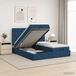 Maison Exclusive - Lit plateforme avec matelas et tête de lit, 2 pièces, bleu, revêtement en tissu