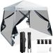 Costway Tonnelle Pliante 3 m x 3 m Imperméable Protection UV/Tente Réglable en Hauteur avec Parois en Maille Sac de Transport pour Patio, Camping (Gris)