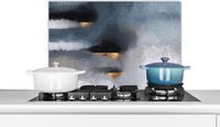 KitchenYeah Spatscherm keuken - Wolken - Abstract - Design - Goud - 70x50 cm - Aluminium