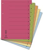 DONAU 8611001S-99 tabbladen pak van 50 / kleur: diverse kleuren/willekeurige selectie - 10 van elke kleur/karton tabbladen map breed van gerecycled karton/DIN A4 / blauwe engel/Made in EU