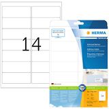 HERMA 8635 adreslabels A4, set van 32 (99,1 x 38,1 mm, 320 velles, papier, mat) zelfklevend, bedrukbaar, permanente klevende universele etiketten, 4.480 etiketten voor printer, wit