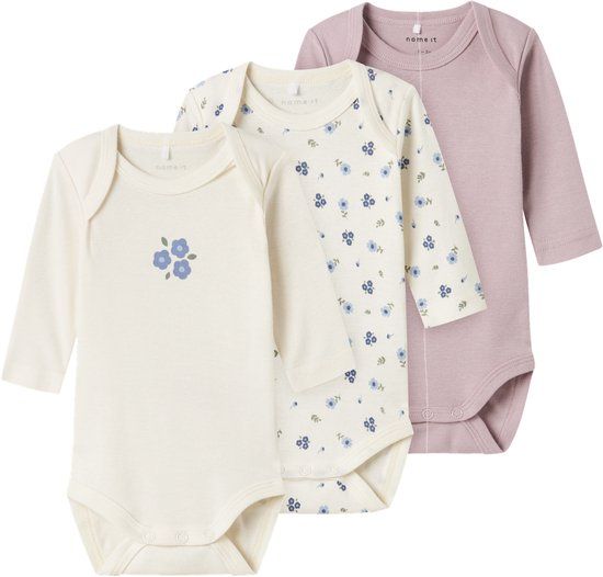 Name it Romper 3-pack Jet Stream Gestreept Vrouwen 51% Biologisch katoen, 49% Katoen Maat 62