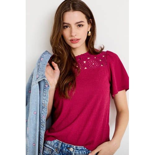 Cache Cache Top Crochet Rood