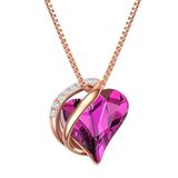 Rafaela Donata Halsketting 925 zilver Swarovski kristal Hartvorm Roze 45 cm